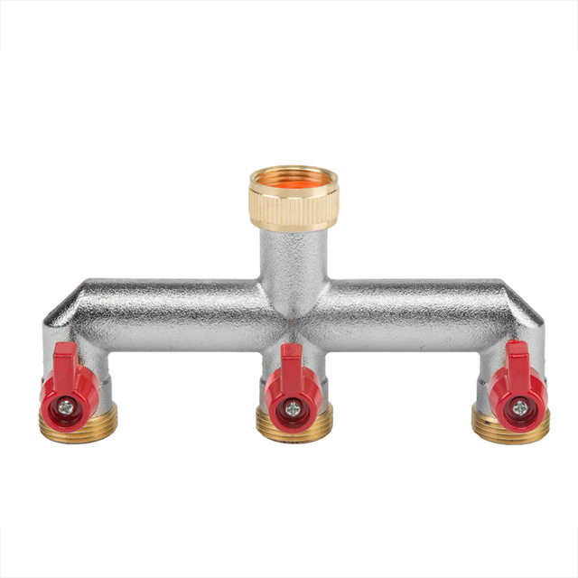 3/4" regulierbarer 2 oder 3-fach-Verteiler mit Absperrhähnen aus Messing 3-fach