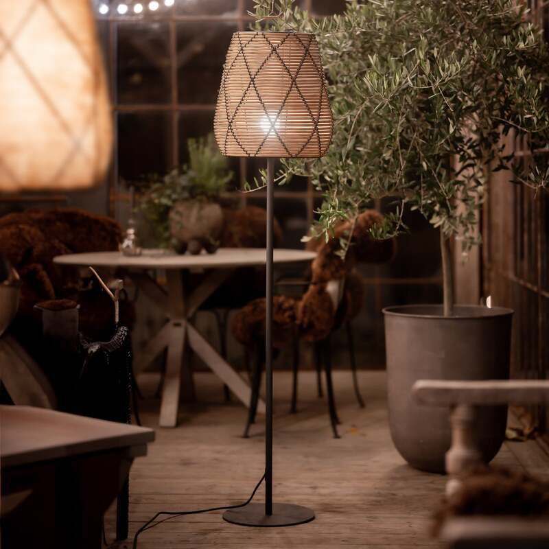 [neuwertig] B-ware Pr Home Terrassenlampe Agnar Lollo Led Gartenlampe Rattanoptik Grau 154cm