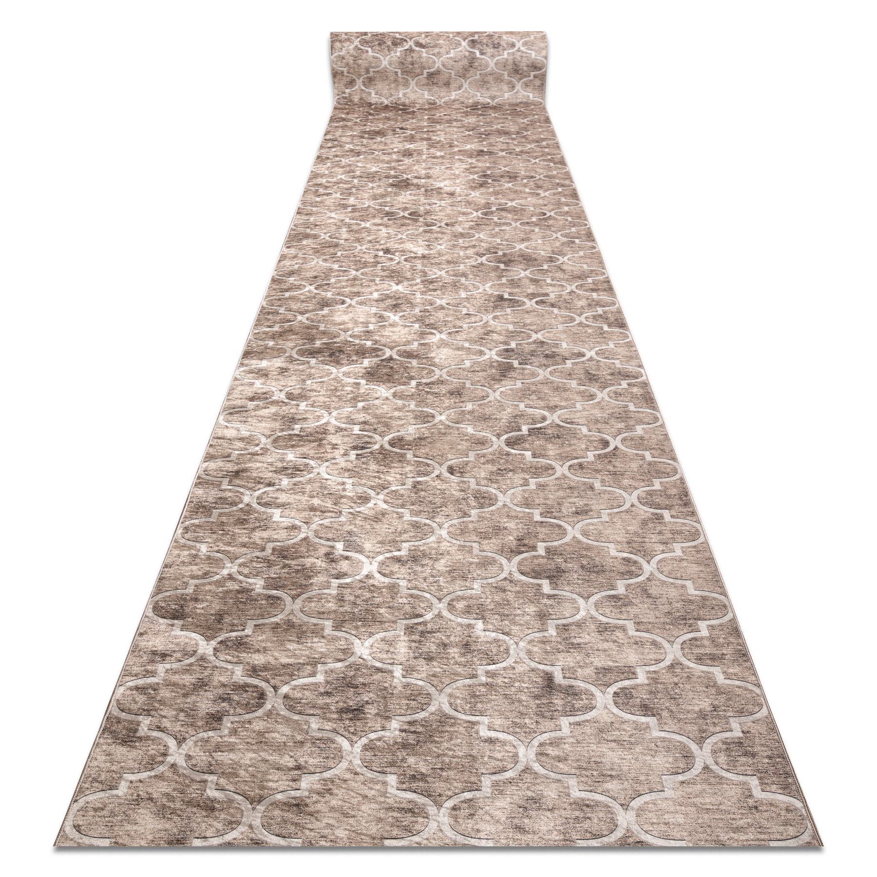 Läufer Antirutsch Lotus Clover 60920 Kleeblatt, Melange Beige Zum Waschen 60 Cm Beige 60x970 Cm