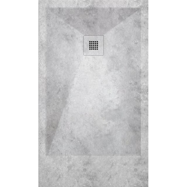 Mineralguss-Duschwanne extra flach dekor cemento Betongrau 80x120 cm