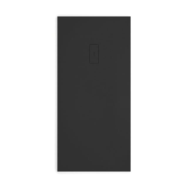 Mineralguss-Duschwanne extra flach fusion Schieferoptik schwarz 90x90cm