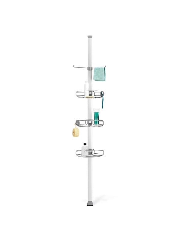 Simplehuman - Badezimmerzubehör - Eckstange mit einstellbaren Ablagen, Edelstahl BT1062