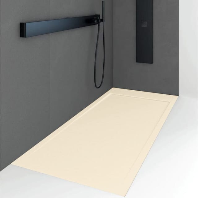 Stano. - Mineralguss-Duschwanne extra flach quore Schieferoptik beige 80x100cm