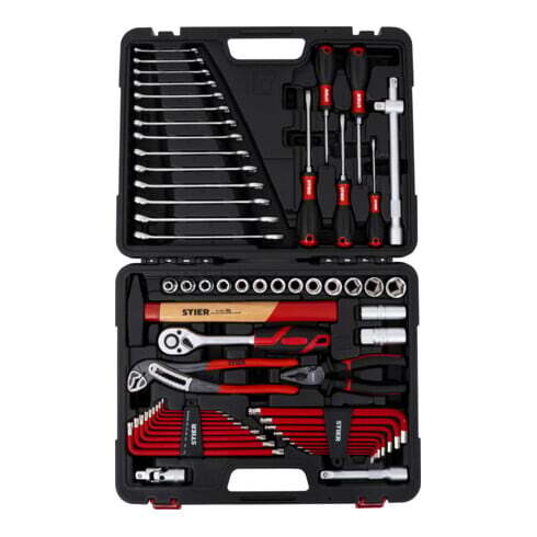 [neuwertig] B-ware Stier Werkzeugkoffer Werkzeugset 60-teilig Handwerkzeug Kasten 355x435x95mm