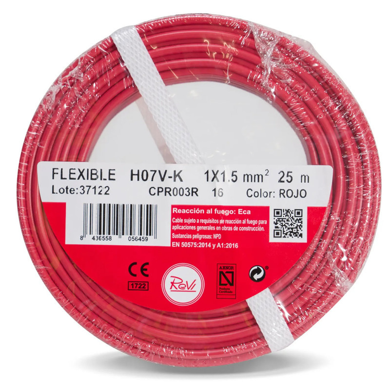 Halogenfreies Elektrokabel 1,5 Mm² Rot 100 M Pvc-draht H07z1-k Elektrokabel
