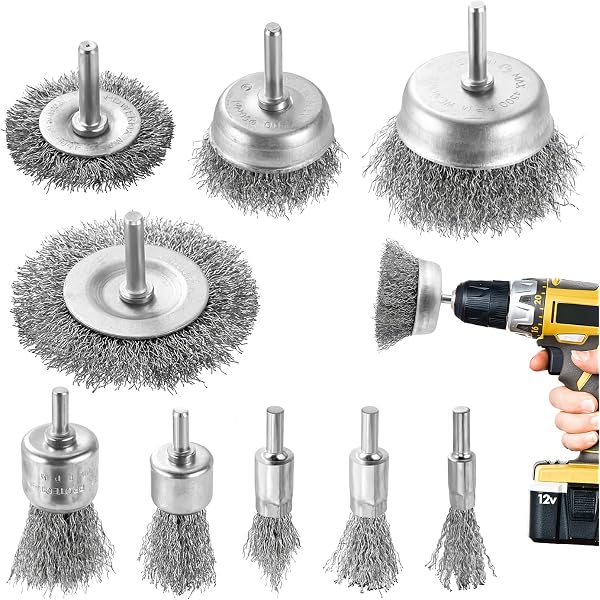 9-teiliges Drahtbürste Bohrmaschine Set, Messingbeschichteter Stahlbürste Akkuschrauber Und Messingbürste Bohrmaschine Mit 1/4-zoll-topfbürsten-kit Zum Entfernen Von Rost/korrosion/farbe