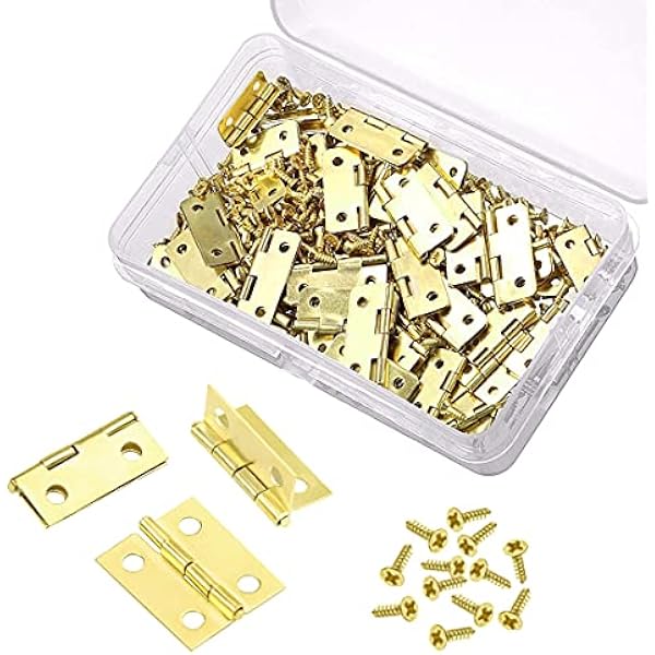 50 Stücke Mini Scharniere, Messing Scharnier Klein Zum Basteln Mit 200 Stücke Schrauben, Scharniere Klein Minischarniere Modellbau Scharniere Messingscharniere Für Schrank Truhe Holzkiste Diy