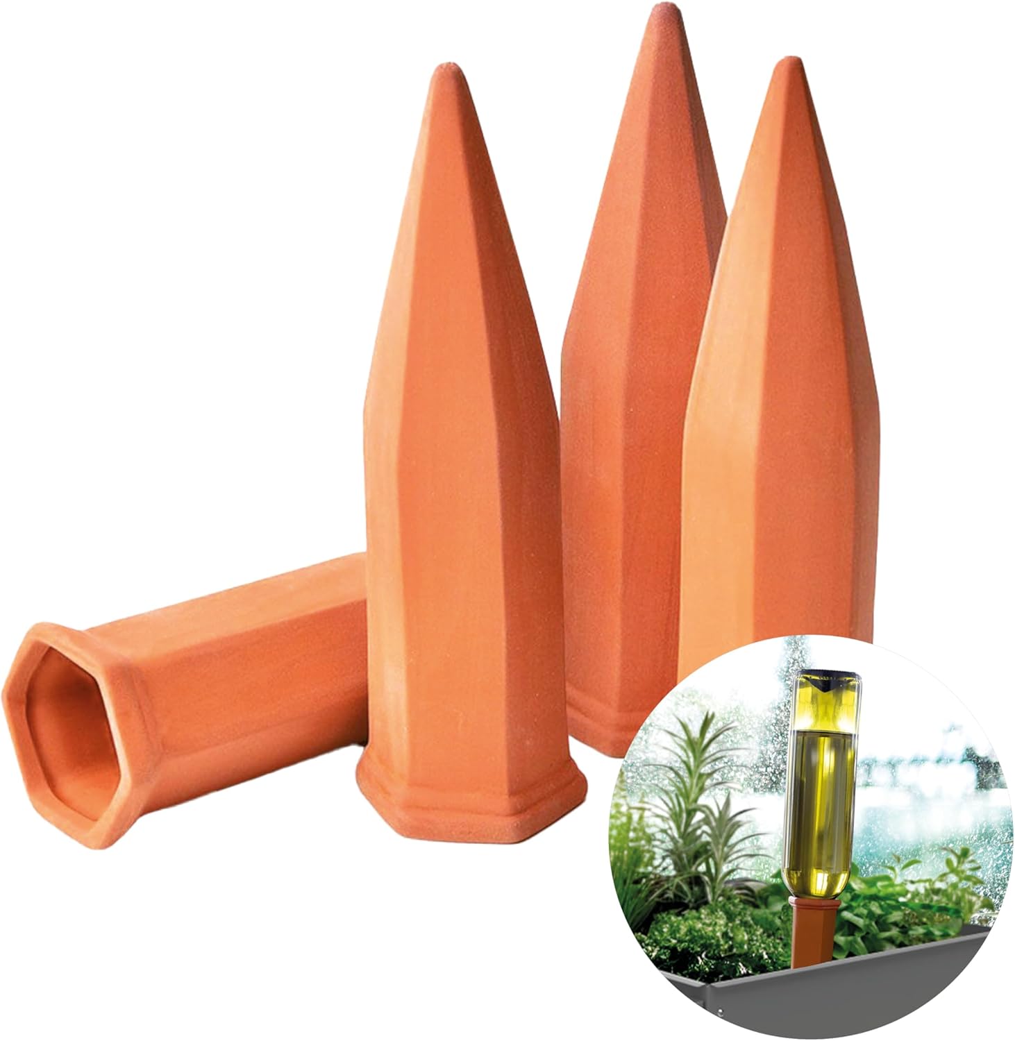 Set Mit 4 Bewässerungssystemen Für Balkone Und Topfpflanzen Bewässerungskegel Aus Ton, Geeignet Für Weinflaschen I Wasserspender Für Topfpflanzen