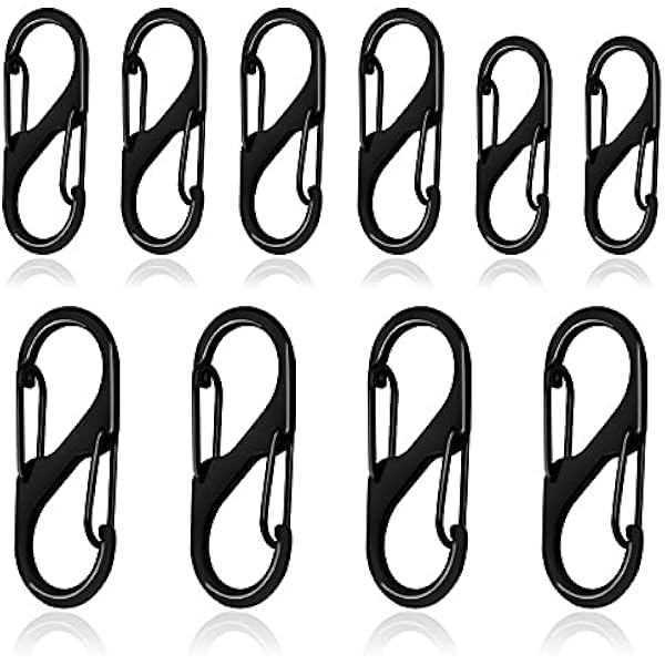 S Karabiner, 50mm/40mm/31mm Metall Doppelkarabiner 8 Förmiger Karabiner Karabinerhaken Für Camping Zuhause Wandern(schwarz)
