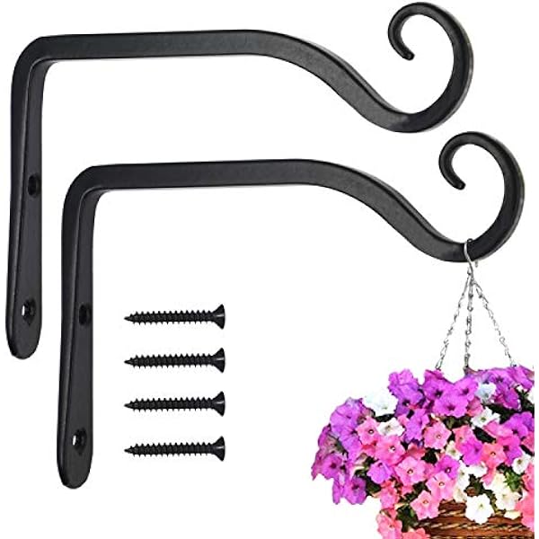 Loogi Pflanzenhalterung Blumenampelhalter Eisen Wandhaken Blumenampel Wandhalter Haken 15cm Zum Aufhängen Von Pflanzer Vogelhäuschen Laterne Windspiele Wandleuchter - 2 Stücke
