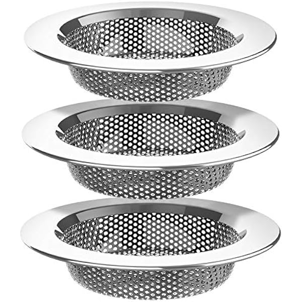 Abflusssieb Spüle Küche Dusche Waschbecken, Spülbecken Küchenspüle Sieb Edelstahl, Außendurchmesser: 11,2 Cm, Innendurchmesser: 7,6 Cm, Tiefe: 2,2 Cm, 3 Stücke