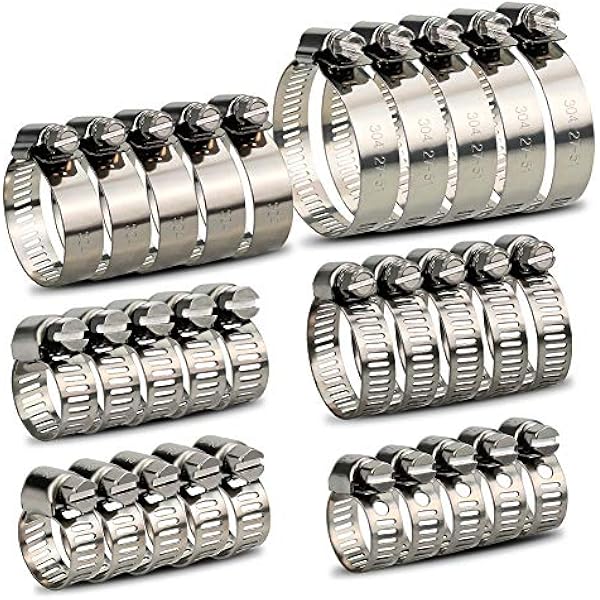 30 Stücke Schlauchschellen Set 6-51mm Einstellbare Edelstahl Schlauch Clips Rohrschellen Schlauchklemmen Sortiment Kit Für Haus Gas Rohr, Wasser Rohr, Tank, Automobil-tubing