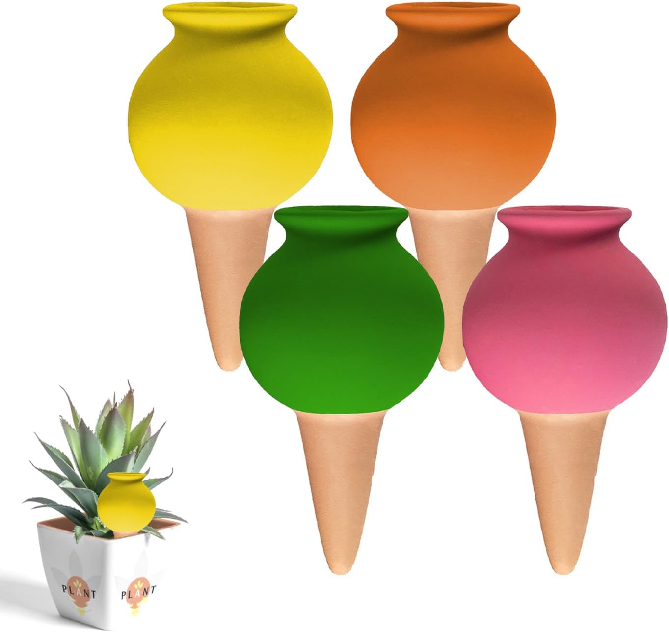 Packung Mit 4 Selbstbewässernden Spikes Aus Terrakotta, Pflanzenbewässerungsstäbe, 430 Ml, Dekorative Selbstbewässernde Stäbe, Automatische Tropfspitzen Für Topfpflanzen Im Innenbereich (2)