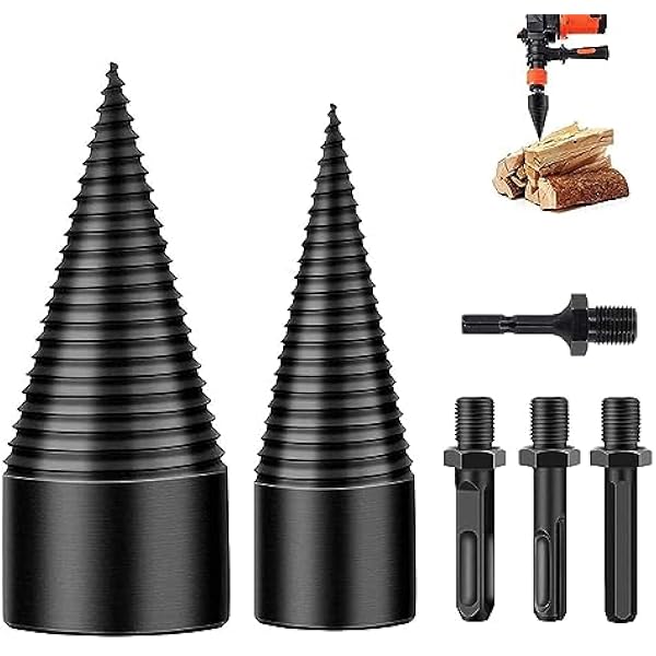 Bohrkegel Holzspalter 45mm+32mm Mit 4pcs Bohrgriffe, Schraube Kegel Holz Für Bohrmaschine Stufenbohrer Holzschneider Stahl Kegelbohrer Hochgeschwindigkeits Brennholz Bohrer