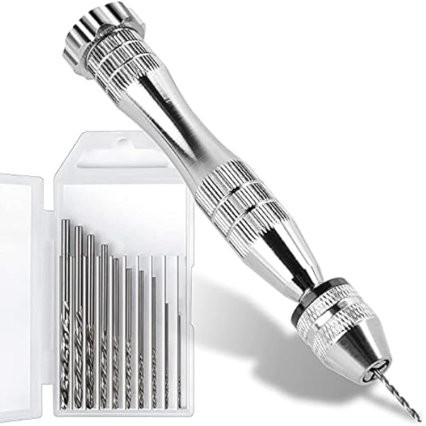 Handbohrer Für Epoxidharz, Mini Bohrmaschine Pin Vise Handbohr Mit 10 Stück Spiralbohrer (0.8-3mm), Mini Bohrer Für Gießharz Bohren, Modellbau, Bastelarbeiten, Resin Schmuckherstellung