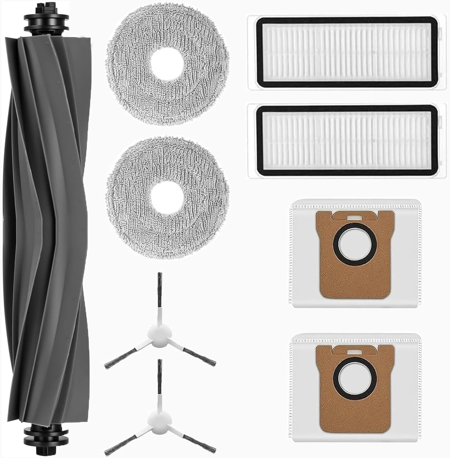 9 Stück Zubehörset Für Dreame L10s Ultra/l10 Ultra/l10 , 1 Hauptbürste, 2 Staubbeutel, 2 Wischtücher, 2 Filter, 2 Seitenbürsten, Saugroboter Ersatzteile Zubehör