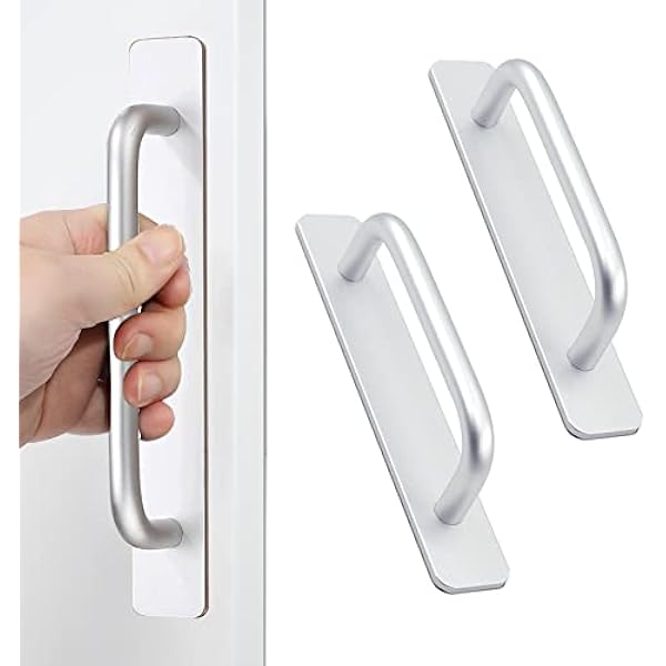 2 Stück Selbstklebende Möbelgriffe, Aluminium Schrankgriffe, Schubladengriffe, Türgriffe, Ohne Bohren Griff Für Kleiderschrank, Küche, Schiebetür, Balkontür (148mm, Silber)