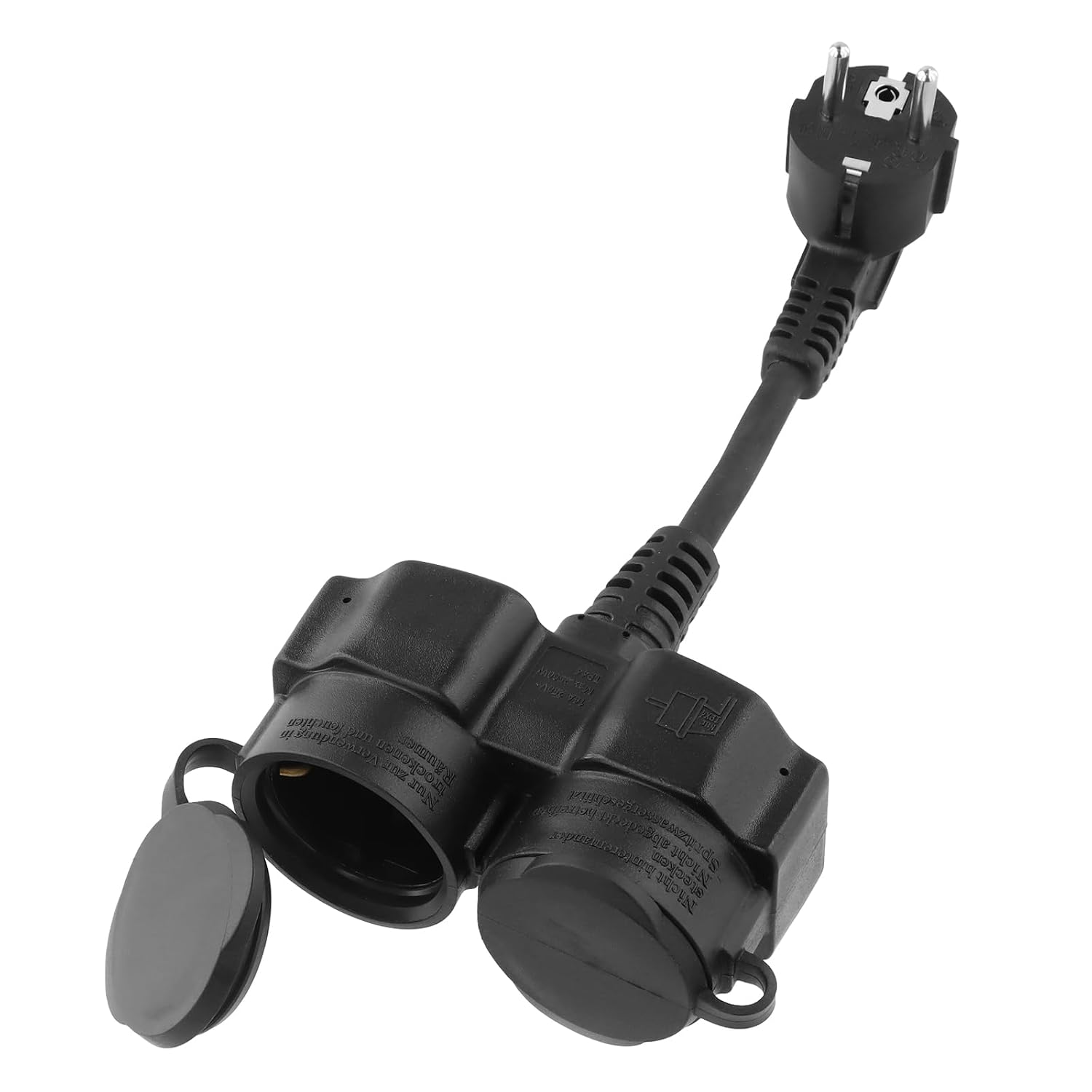 Steckdosenverteiler Außen Doppelstecker Außen Doppelstecker Für Steckdose Außen 3500w, 16a 250v, Ip44, Schwarz, Für Küche, Büro, Außen, Innenbereich