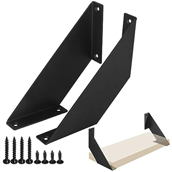 Chasbete Regalwinkel Schwarz Regalhalterung, Schwerlast Regalträger & -stützen Metall Für Wandregale, 2er Set, 15cm