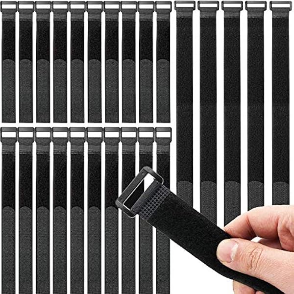Honyear 25 Stück Wiederverwendbare Klett-kabelbinder, Kabelbinder Klettverschluss, 3 Verschiedene Längen, Universell Einsetzbar, Schwarz