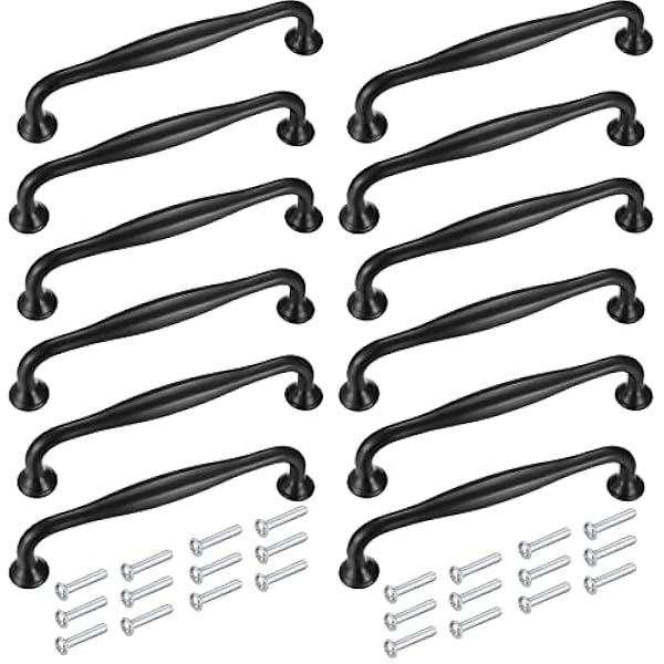 12 Stück 128mm Küchengriffe, Schwarze Möbelgriffe, Schrank Türgriffe, Schrank Griffe Und Knöpfe, Aluminiumlegierungs Griffe Mit Schrauben, Griffe Für Küchenschränke
