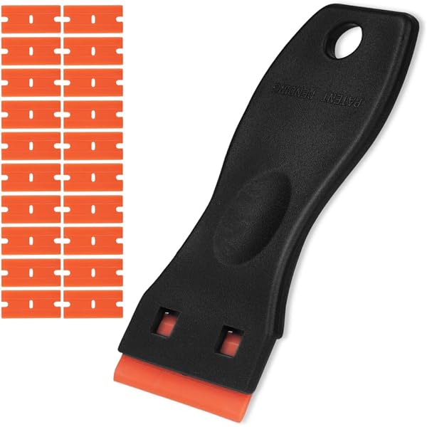 Flintronic Schaber, Mini Kunststoff Schaber Mit 20 Kunststoff Klingen, Plastikspachtel, Plastik Schaber Für Klebereste Entferner, Klebstoffentferner, Gadom Ceranfeld Kratzer, Kleberentferner, Schwarz