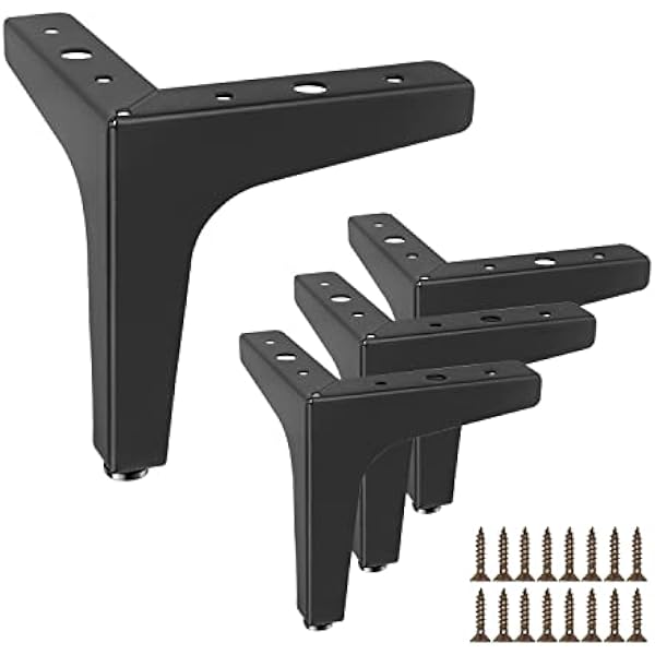 4 Stück Möbelfüße, 10cm Dreieck Tischbeine, Schwarz Metallfüße, Für Couchtische,schränke, Sofa,nachttisch,tv-schränke, Schubladen, Mit Schrauben