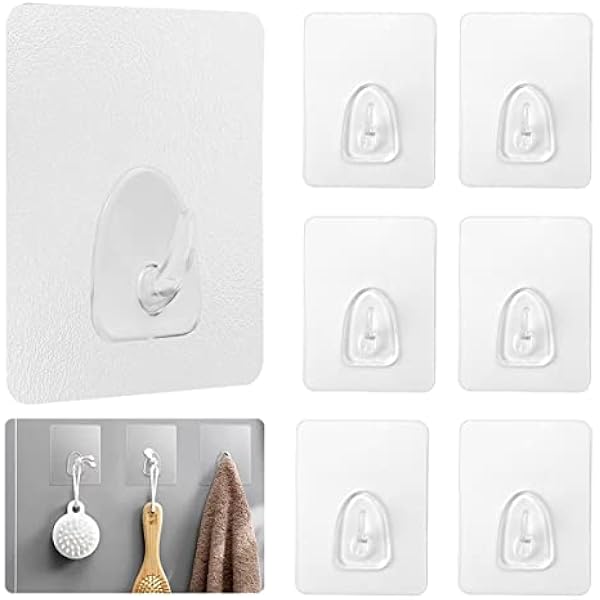 Magische Haken Qvc, 6 Stück Selbstklebende Haken Transparent Magischer Haken Wunderhaken Transparent Hook Klebehaken Wiederverwendbar, Für Küche, Bad, Türwand, Handtuch, Kleidung, Max 10kg (6×8cm)