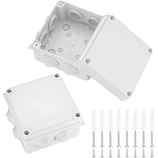 2 Stück Anschlussdose Wasserdicht Ip65, Elektrische Abzweigdose, Verteilerdose Aufputz Kunststoff, Steckerverschraubung Elektrische Box, Kabelanschlussdose Abzweigkasten Weiß
