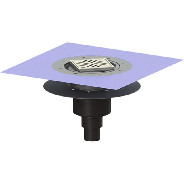 Kessel - Bodenablauf Ecoguss Klebeflansch dn 50 Variofix Designrost, senkrecht