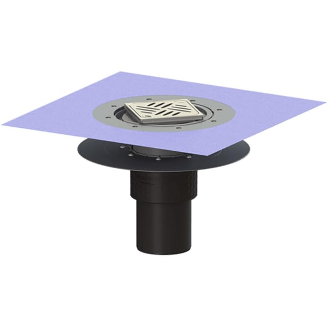 Kessel - Bodenablauf Ecoguss Klebeflansch dn 100 Variofix Designrost, senkrecht