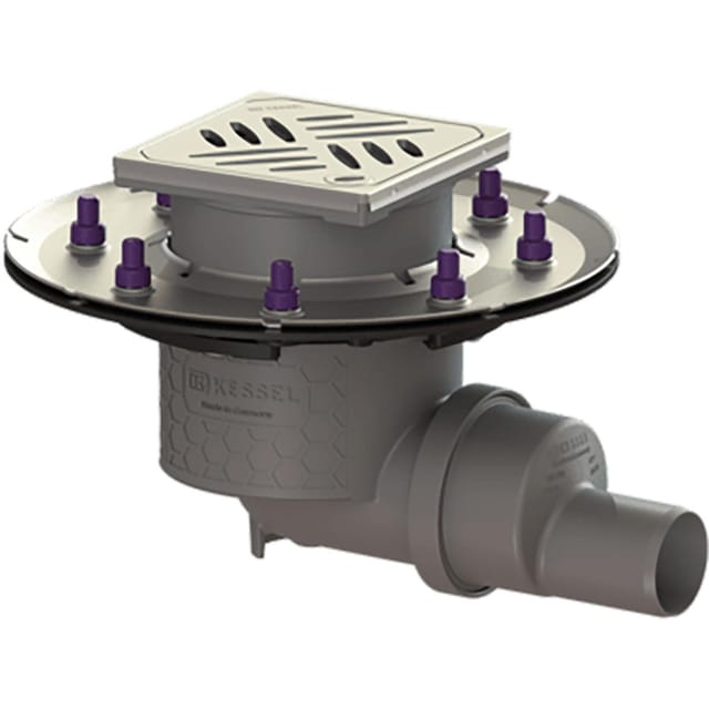 Kessel - Bodenablauf Practicus Pressflansch dn 50 Designrost, seitlich