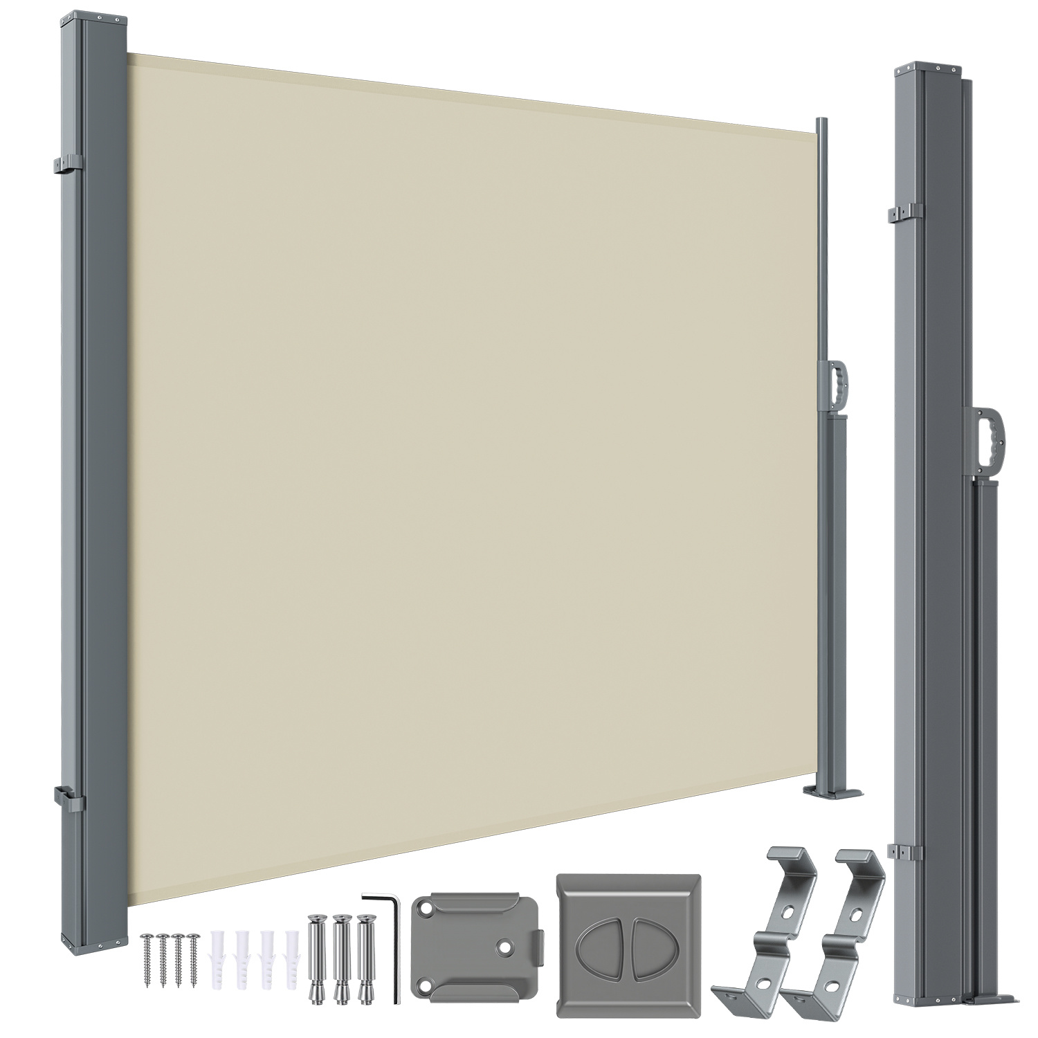 Tolletour Seitenmarkise Ausziehbar 160 X 300 Cm, Ausziehbar Windschutz Sichtschutz Für Balkon, Terrasse Und Garten, Beige