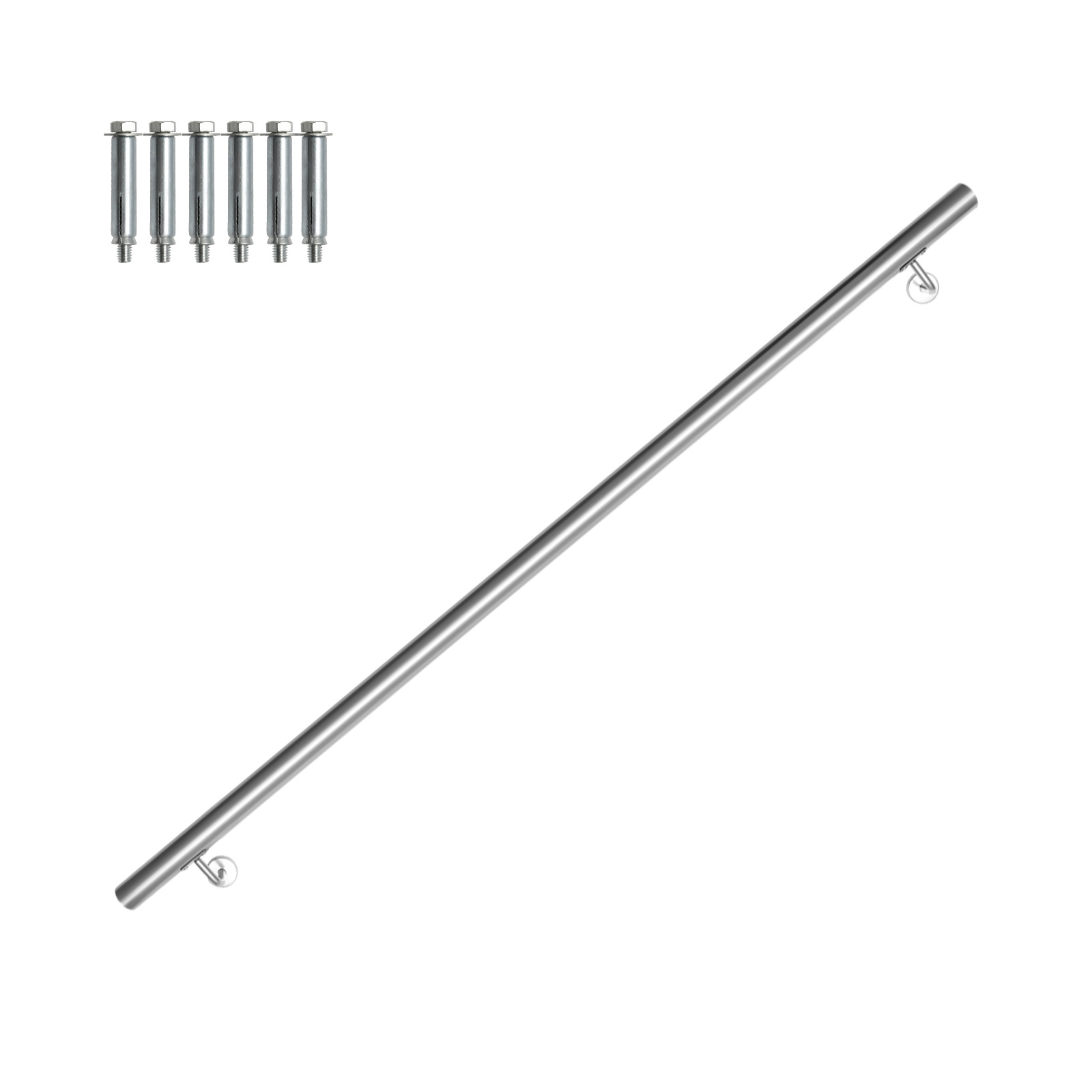 Tolletour Handlauf Edelstahl 140 Cm Ø42 Mm, 304 Edelstahl Treppengeländer Zur Wandmontage, Gebürstet Für Treppen Balkon Terrasse Innen Außen