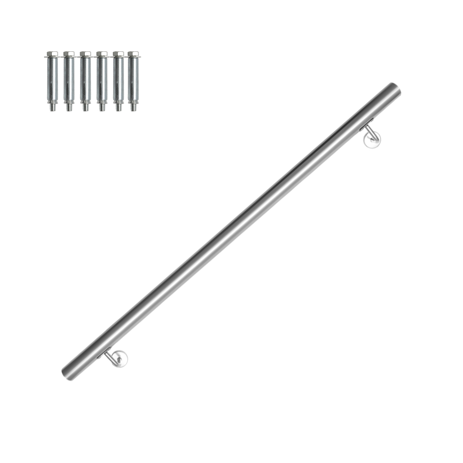 Tolletour Edelstahl Handlauf 110 Cm Ø42 Mm Aus 304 Edelstahl, Wandhandlauf Treppengeländer Gebürstet, Für Treppe Balkon Innen Außen