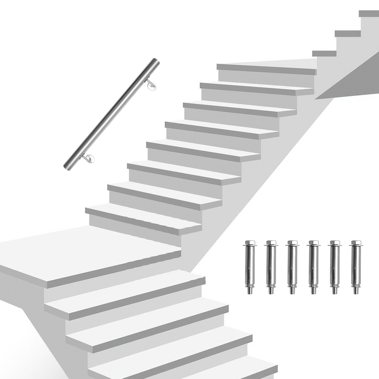 Tolletour Treppengeländer Handlauf 50 Cm Ø42 Mm Aus 304 Edelstahl, Wandgeländer Gebürstet, Stabiler Haltegriff Für Innen Außen Treppe Balkon