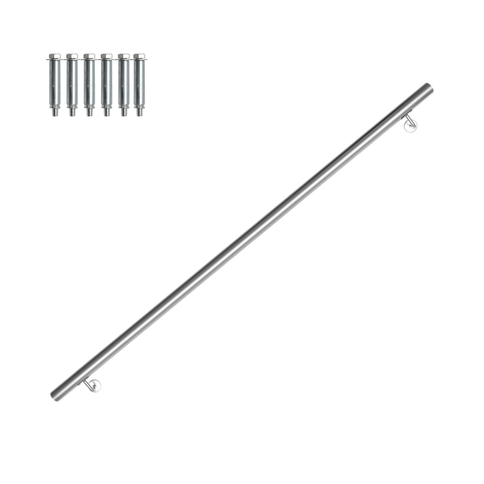 Tolletour Treppengeländer Handlauf 200 Cm Ø42 Mm Aus 304 Edelstahl, Wandgeländer Gebürstet, Stabiler Haltegriff Für Innen Außen Treppe Balkon