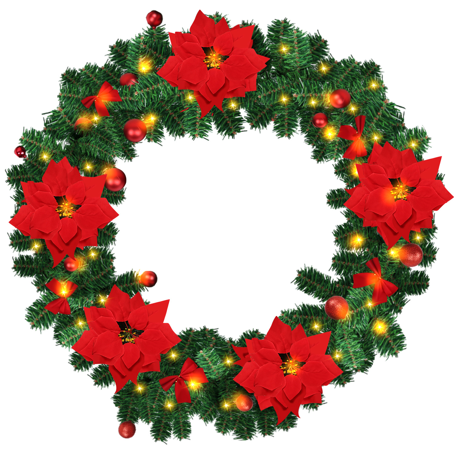 Tolletour Led-weihnachtsgirlande 2,7 M Mit 50 Leds Und Rotem Baumschmuck