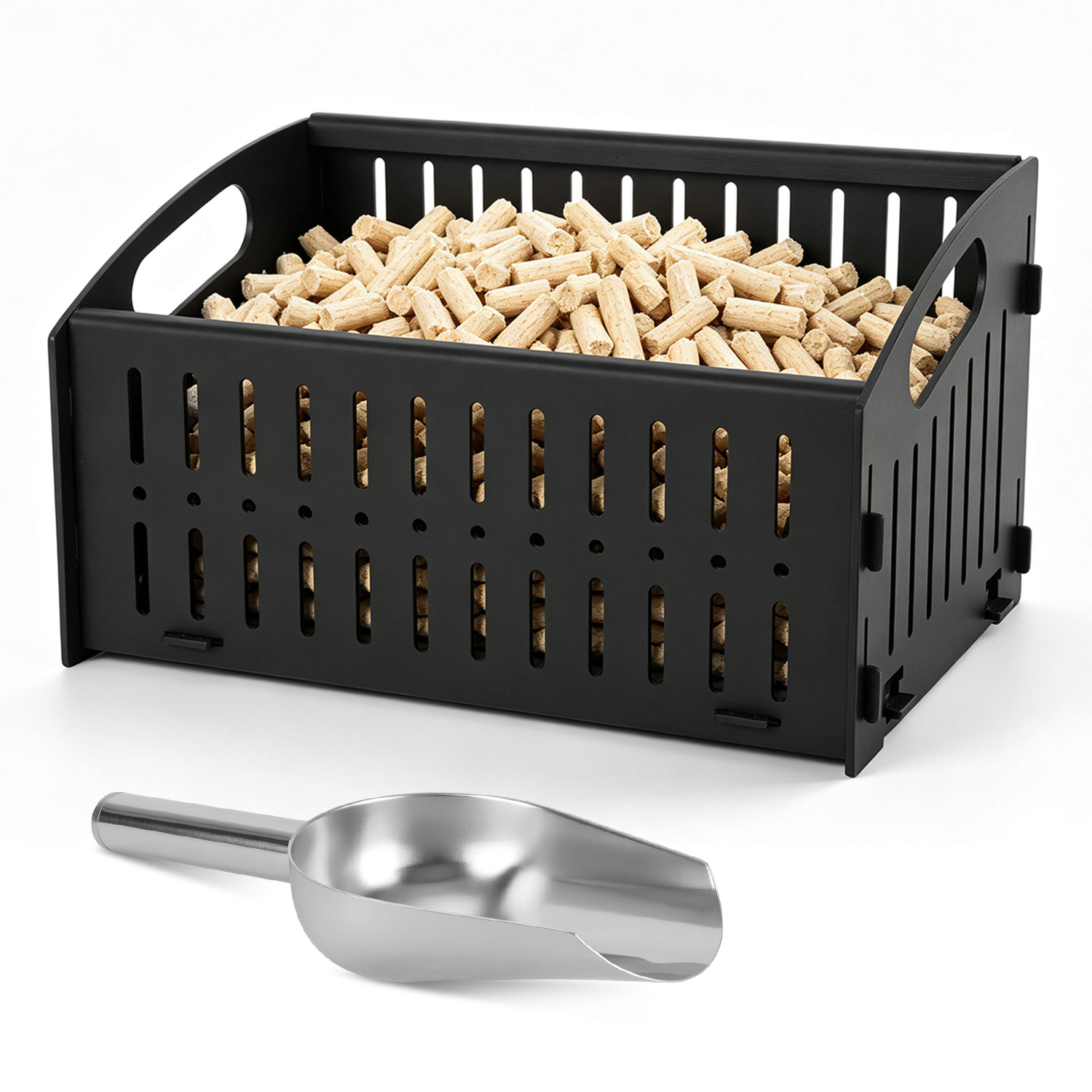 Tolletour Pelletkorb Kaminofen 28 Cm Einzelkammer Aus Metall Mit Pelletschaufel