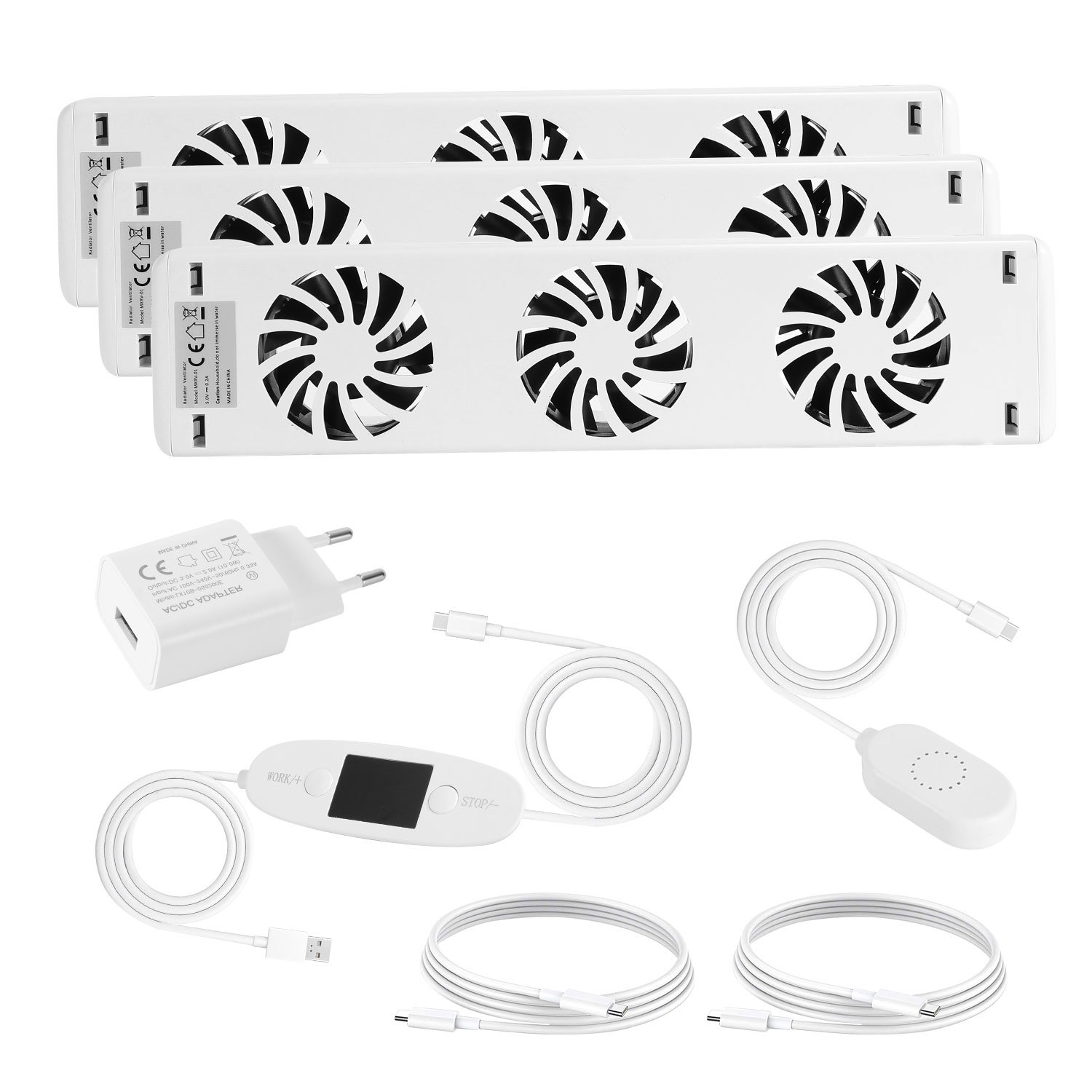Tolletour Heizkörperverstärker 3er Set, Je 3 Lüfter, 30 Cm, Temperaturregler 0–60 °c, Magnetisch, Bis 150 Cm