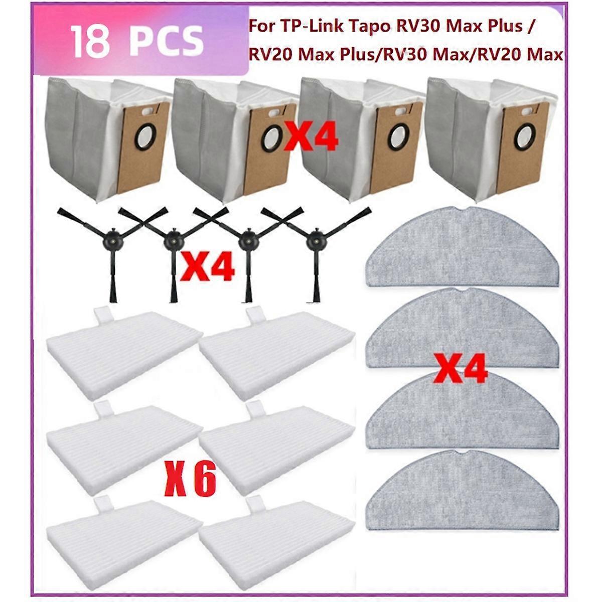 18-teiliges Set Für Staubsauger Der Modelle Rv30 / Rv20 / Rv30 Max / Rv20 Max: Filter, Seitenbürste Und Staubbeutel
