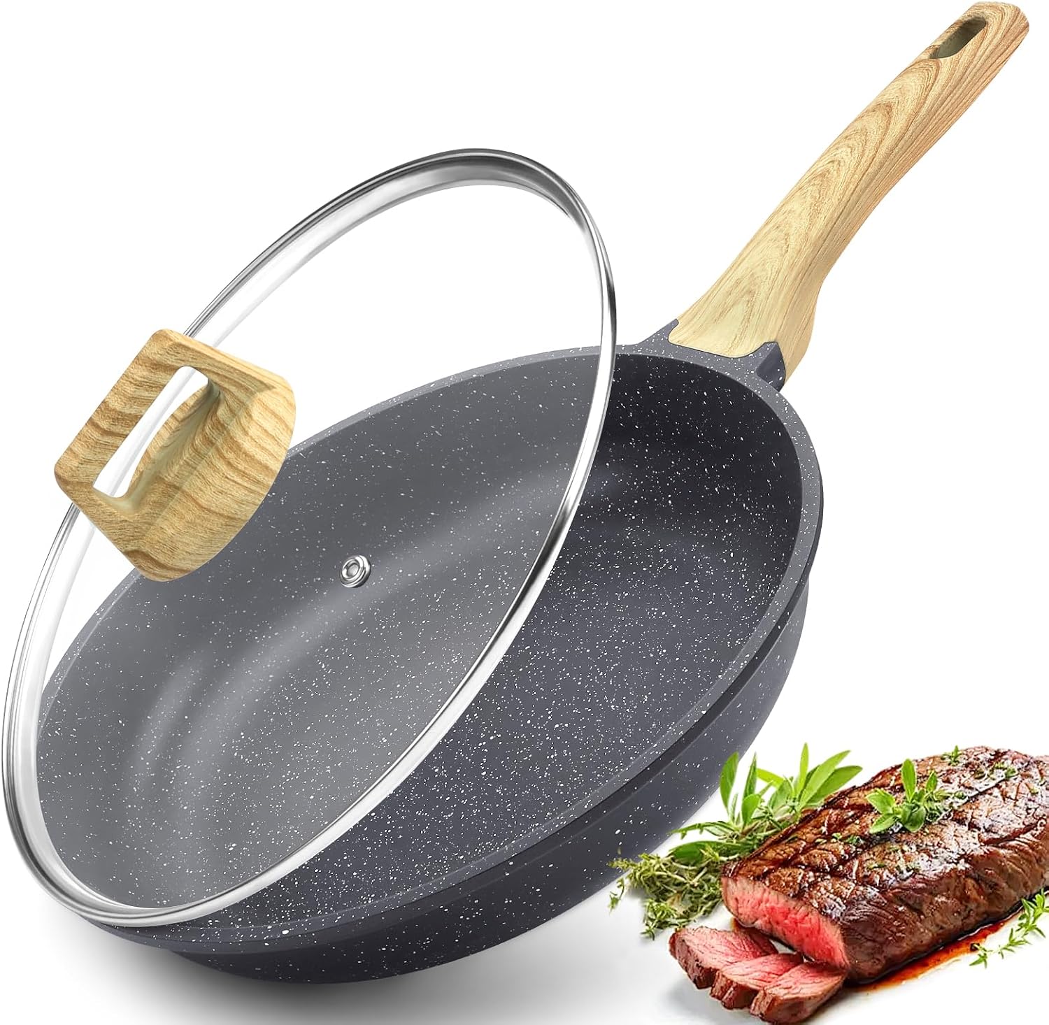 Antihaftbeschichtete Granit-bratpfanne Mit Deckel