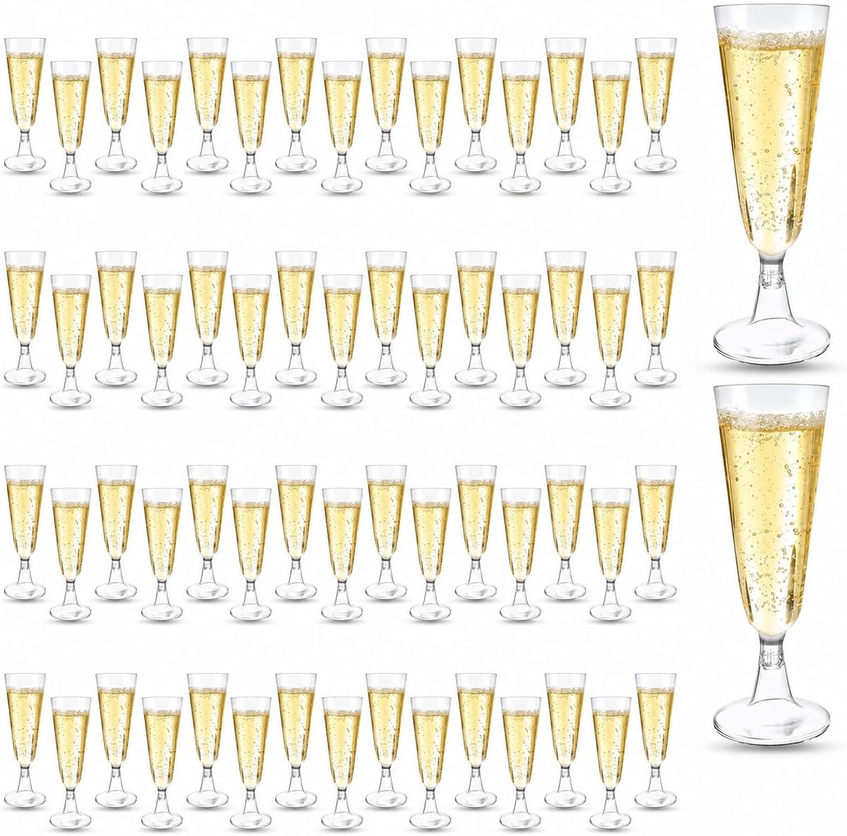 Set Mit 60 Wiederverwendbaren Champagnerflöten Aus Kunststoff – 160 Ml – Wiederverwendbare Champagnergläser Für Hochzeiten, Geburtstage, Bierfeste