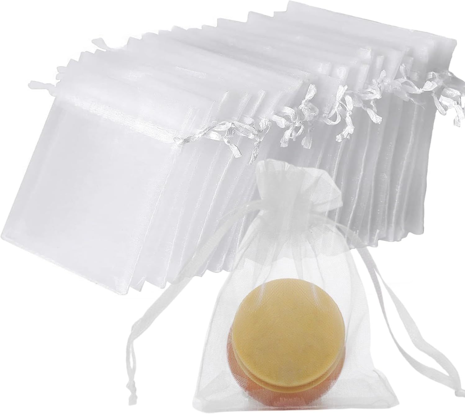100er-packung Weiße Organzabeutel (7 X 9 Cm), Geschenktüten Mit Kordelzug, Für Süßigkeiten, Gastgeschenke, Schmuck