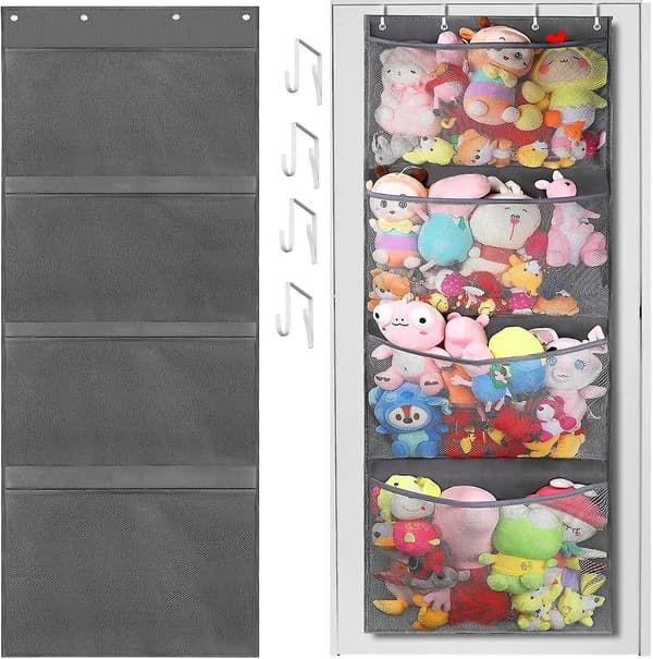 Oppbevaringspose For Bamse Over Døren - Organizer Für Bamser Med 4 Store Lommer - Hengende Nettposer For Baby-plysjleker, Soverom, Barnerom, Leker