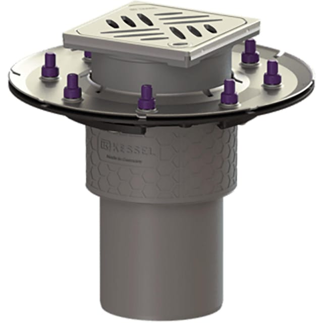 Kessel - Bodenablauf Practicus Pressflansch dn 100 Designrost, senkrecht