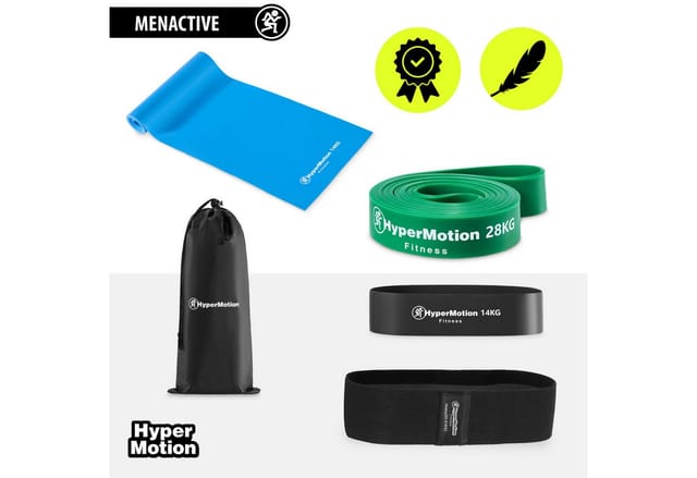 Widerstandsband-set - Hypermotion - 4 Elastiken - Widerstand Von 14 Bis 28 Kg - Powerband 208 Cm