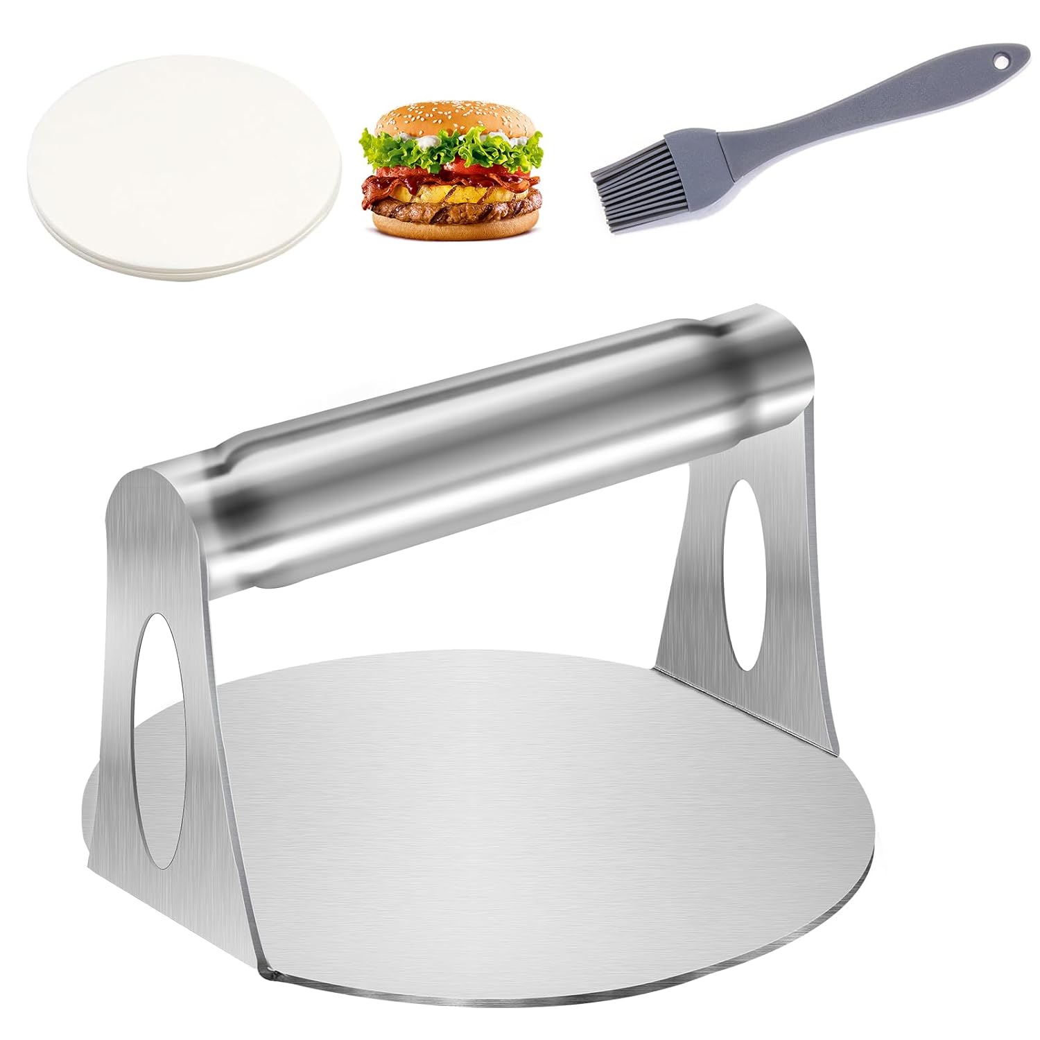 Hamburgerpresse Aus Edelstahl, 5,5 Zoll Runder Smash-burger