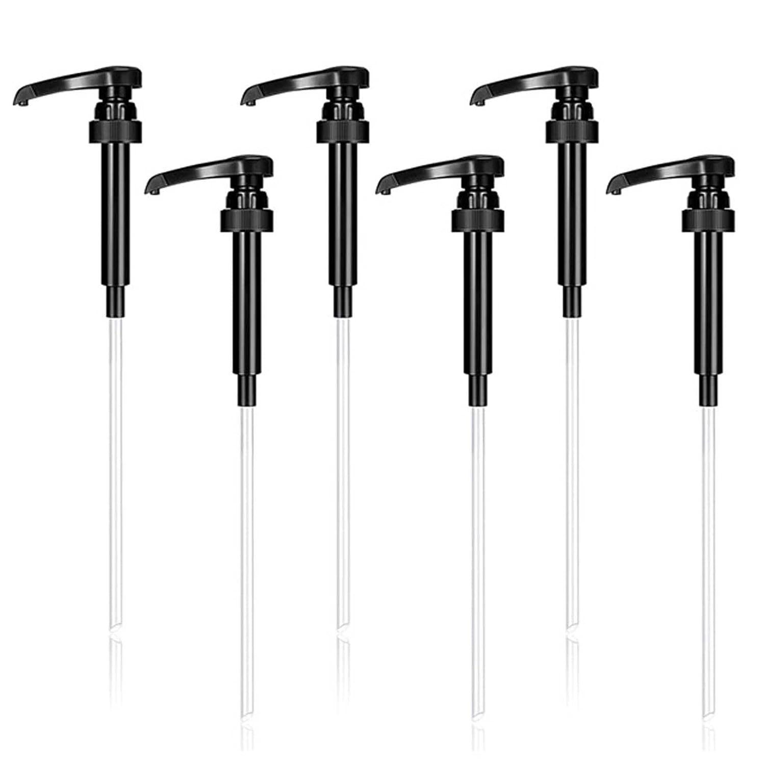 6-teiliges Seifenspender-set Mit Siruppumpe Und 6 Langen Strohhalmen, Wiederverwendbar, Für Zuhause, Bar Und Restaurant (schwarz)
