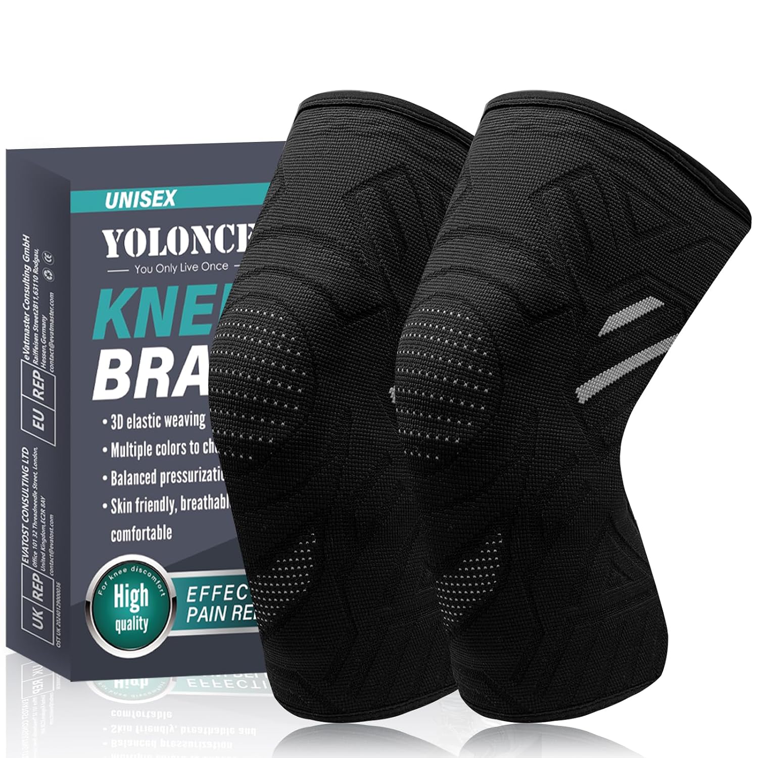 Zweiteilige, Elastische Und Atmungsaktive Kniebandage Für Damen Und Herren, Sport-kniebandage, Bandunterstützung, Kniekompressionsbandage, Für Laufen Und Training, Schwarz, Größe M